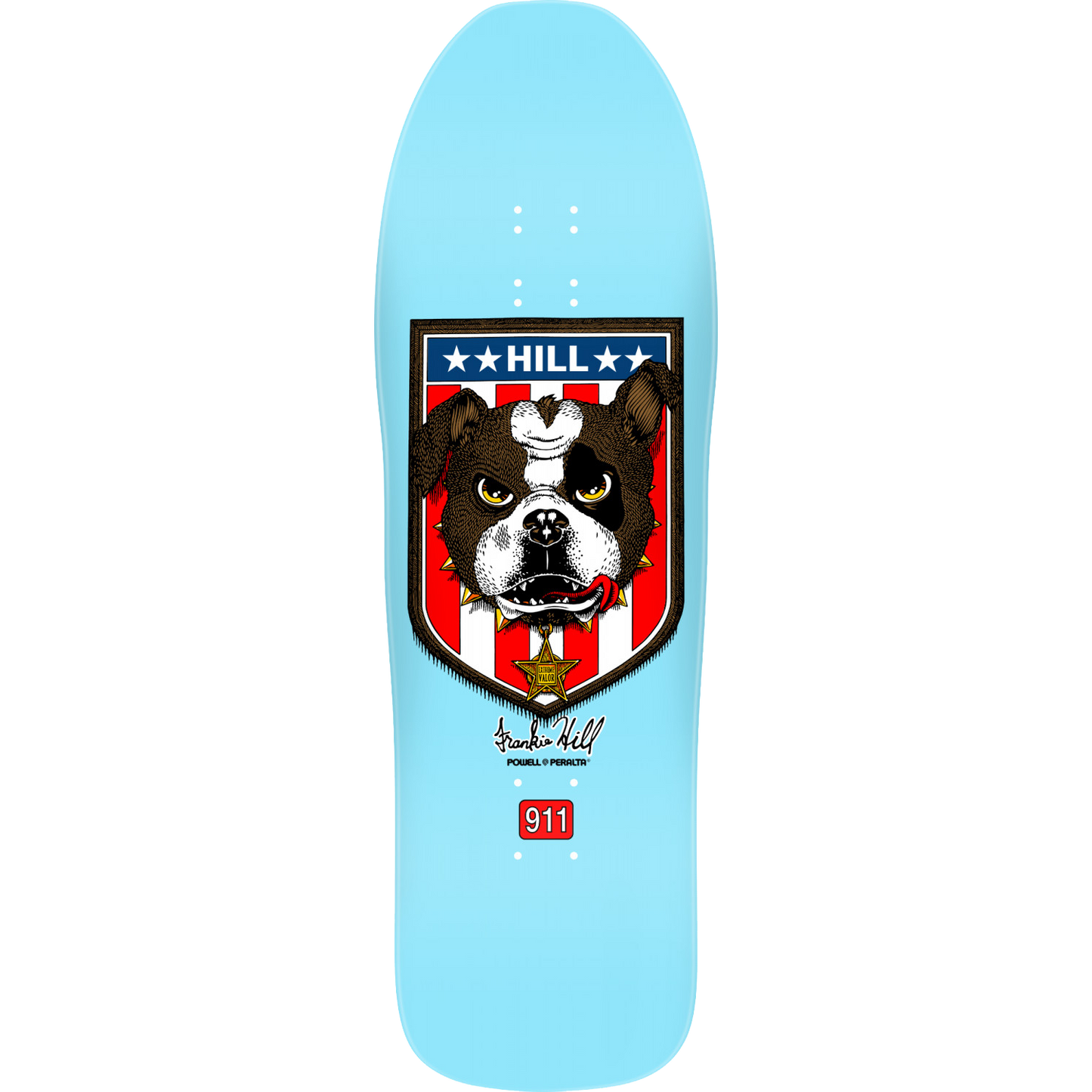 POWELL FRANKIE HILL BULLDOG LIGHT BLUE REISSUE DECK 10.00 X 31.50