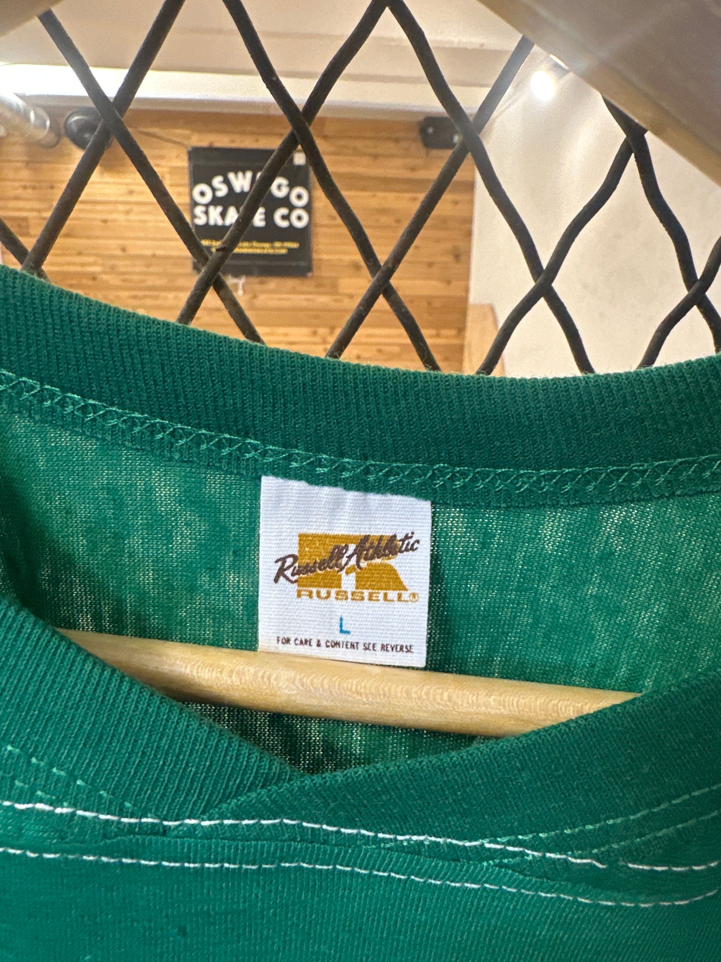 Oswego Skate Co T-shirt, green Russell athletic made in the USA
