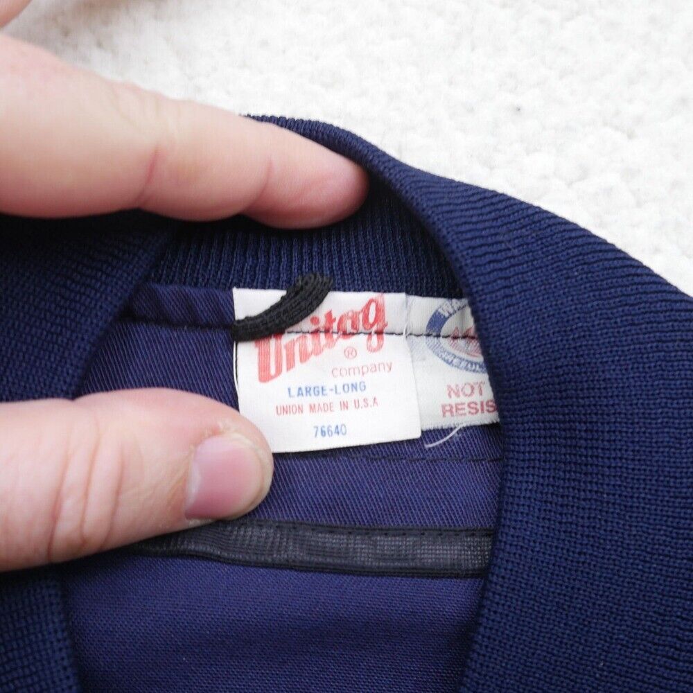 Vintage Unitog Jacket Mens Large Long Union Made Blue Workwear Zip Pockets USA