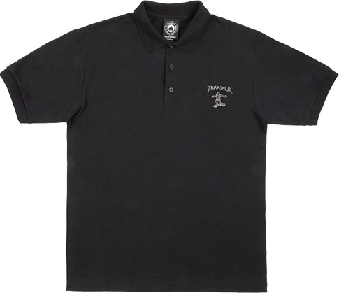 THRASHER MINI GONZ EMB BLACK POLO SHIRT