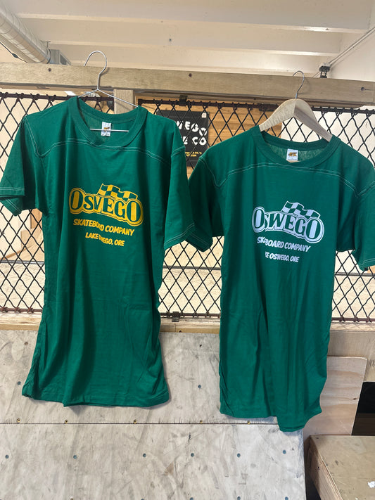 Oswego Skate Co T-shirt, green Russell athletic made in the USA