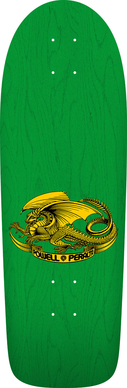 POWELL OG RODRIGUEZ SKULL & SWORD GREEN STAIN REISSUE SHAPED DECK 10.00 X 30.00