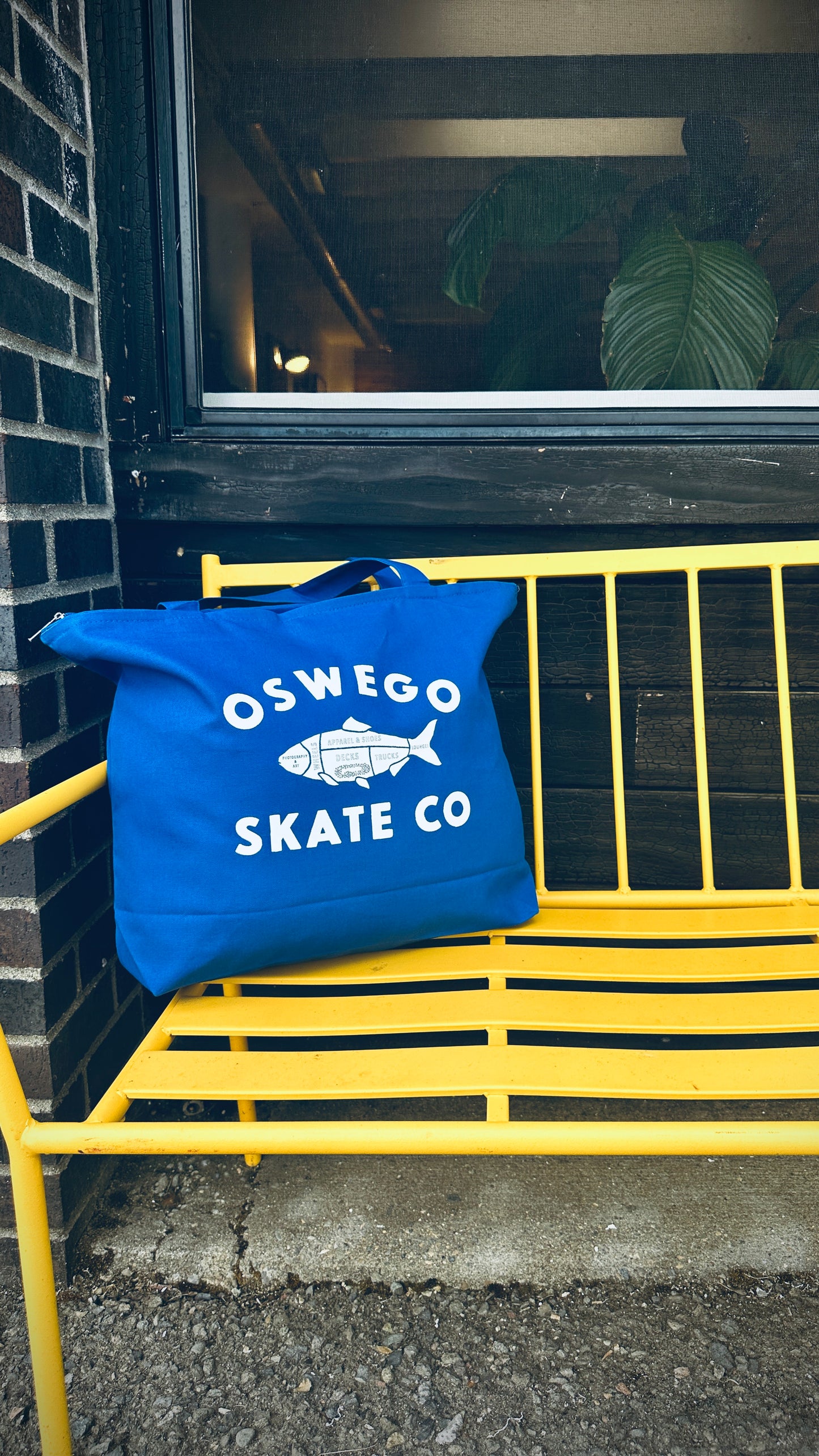 Zip Top Tote Blue