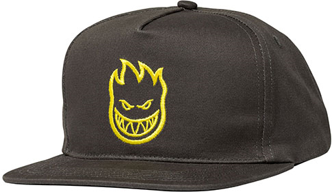 SPITFIRE BIGHEAD SNAPBACK HAT CHARCOAL/YELLOW