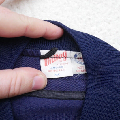 Vintage Unitog Jacket Mens Large Long Union Made Blue Workwear Zip Pockets USA